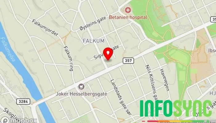 kart over Adventkirken Grenland Kirke i Skien
