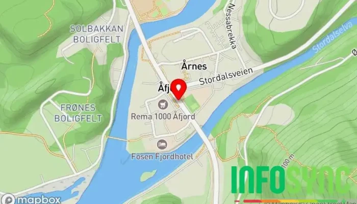 kart over Åfjord skysstasjon Transportknutepunkt i Åfjord