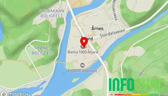 kart over Åfjord skysstasjon, Årnes park and ride Parkeringsplass, Innfartsparkering i Åfjord