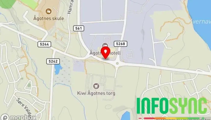 kart over Ågotnes senter Busstopp i Ågotnes