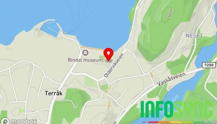 kart over AL Bindal Kraftlag Hovedkontor i Terråk