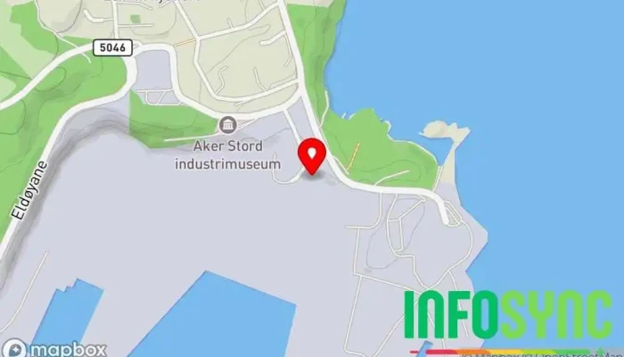 kart over Ankomst senter Aker Solutions Stord Hovedkontor i Stord