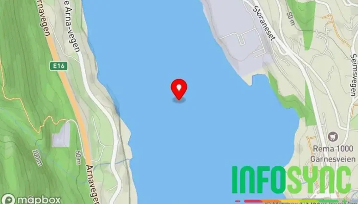 kart over Arnavågen Bukt i Indre Arna