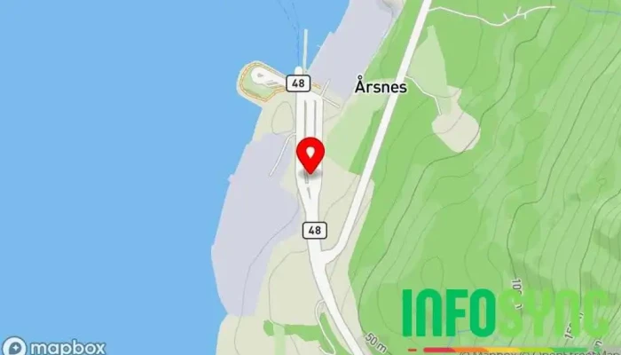 kart over Årsnes ferjekai Fergeterminal i Løfallstrand
