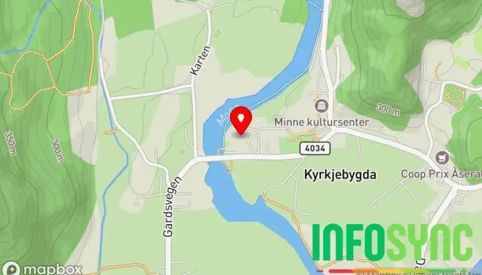 kart over Åseral kommune Rådhus, Avdeling for offentlig arbeid i Åseral