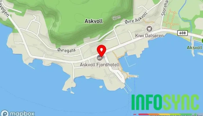 kart over Askvoll Fjordhotell Hotell i Askvoll