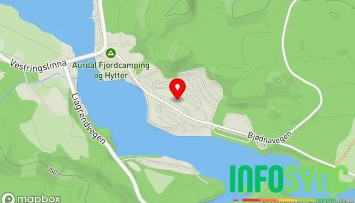 kart over Aurdal Fjordcamping og Hytter AS Campingplass, Hytteutleie i Aurdal
