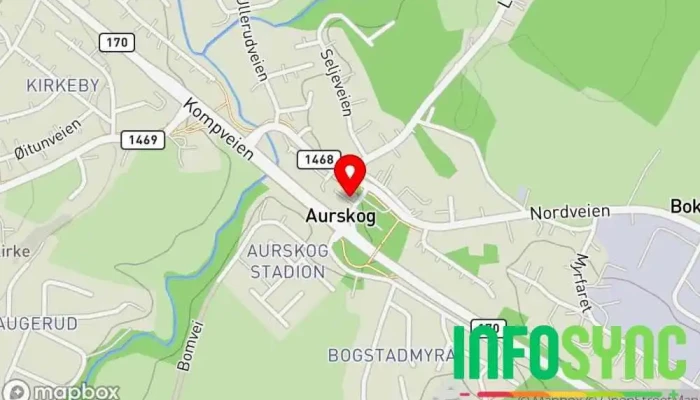 kart over Aurskog  i Aurskog
