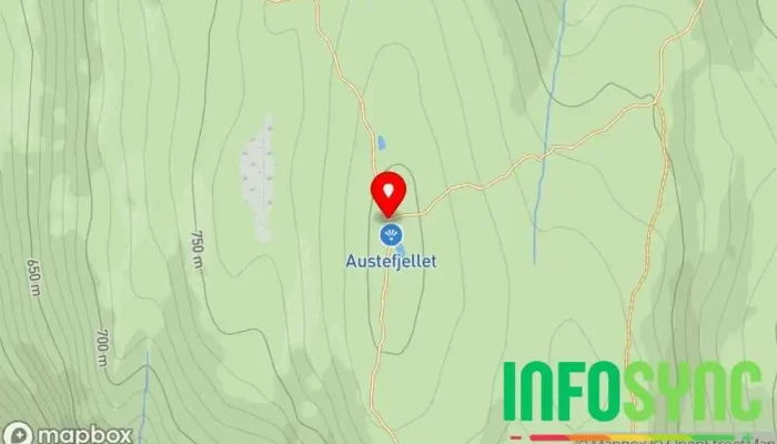 kart over Austefjellet Fjelltopp i Kalandseidet