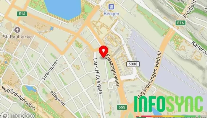 kart over Bane NOR Jernbaneentreprenør i Bergen