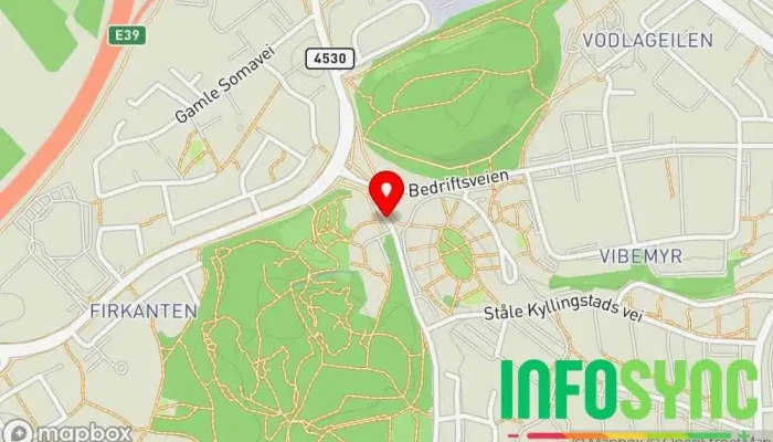 kart over Bedriftsveien Bussholdeplass i Sandnes