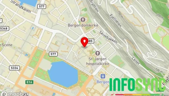 kart over Bergen og Hordaland Turlag Frivillig organisasjon i Bergen
