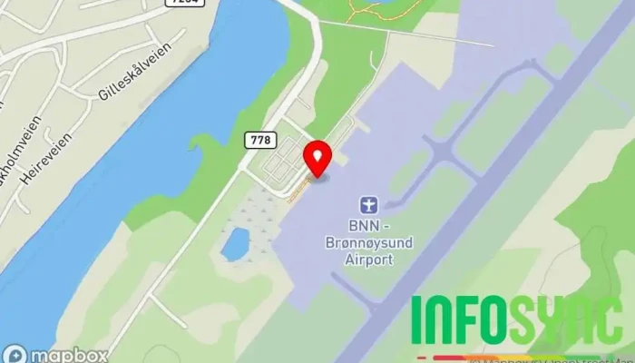kart over Brønnøysund lufthavn, Brønnøy Flyplass i Brønnøysund