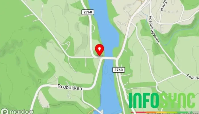 kart over Brubakken Hvittingfoss Bussholdeplass i Hvittingfoss
