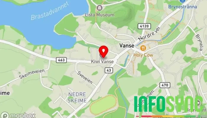 kart over Brun og blid Vanse Solarium i Vanse