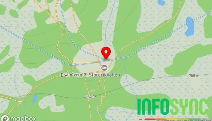 kart over DNT Storerikvollen Fjellhytte i Tydal