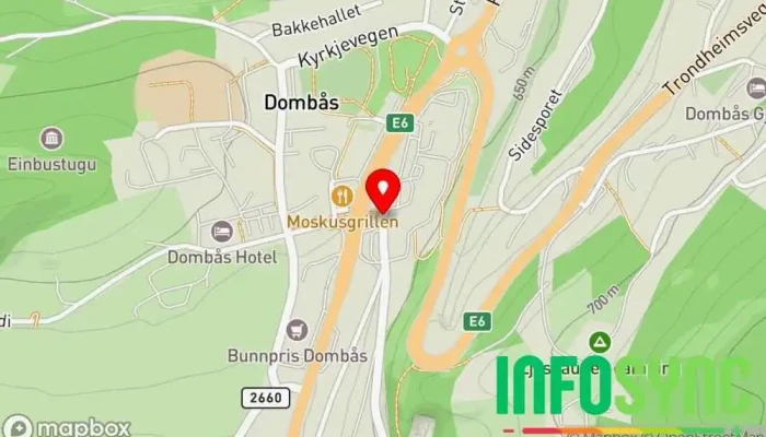kart over Dombås skyssterminal Busstopp i Dombås