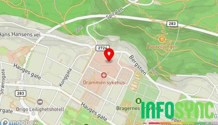 kart over Drammen sykehus Sykehus i Drammen