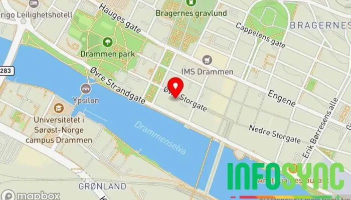 kart over Drammen Works Bedriftsnettverksfirma i Drammen