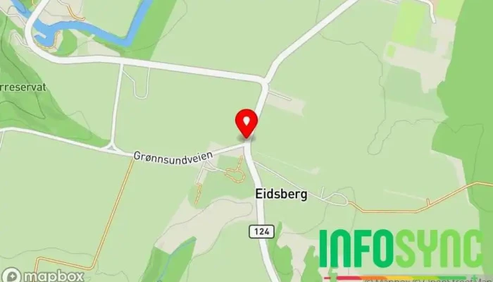 kart over Eidsberg kirke Bussholdeplass i Eidsberg