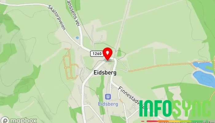 kart over Eidsberg Stasjonsveien Bussholdeplass i Eidsberg