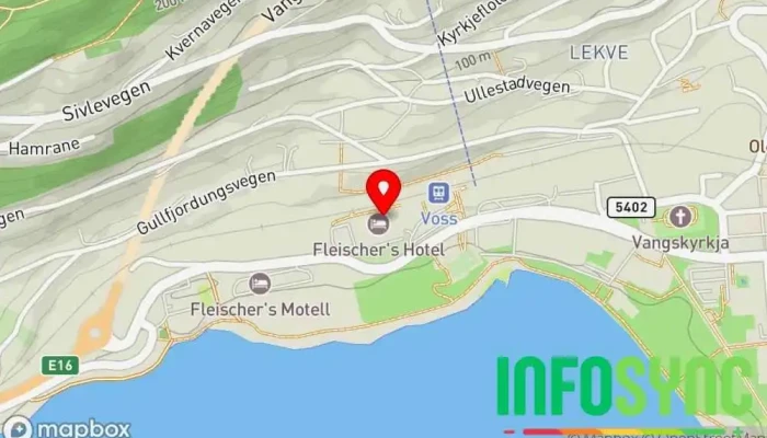 kart over Fleischer's Hotel Hotell i Vossevangen