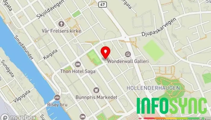 kart over Frelsesarmeen Haugesund korps Kirke i Haugesund