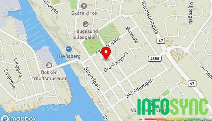 kart over Frelsesarmeens Bo- og omsorgssenter Haugesund Omsorgsboliger i Haugesund