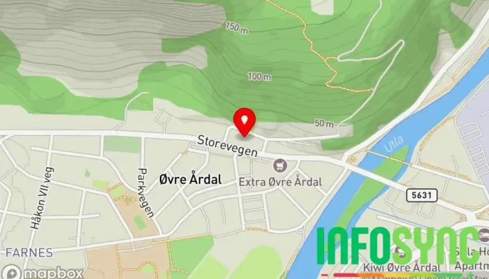 kart over Garanti Eiendomsmegling - Årdal Eiendomsmegler i Øvre Årdal