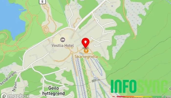 kart over Geilo Bikepark Attraksjon i fornøyelsespark i Geilo