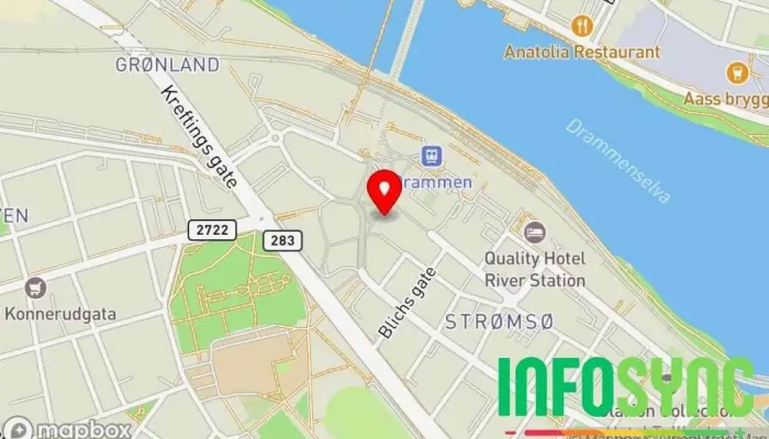 kart over Gjensidige Drammen Forsikringsselskap, Økonomisk planlegger, Lånemegler i Drammen