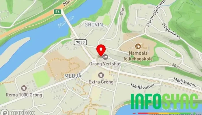 kart over Grong Hotell Hotell i Medjå