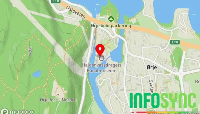 kart over Haldenvassdragets kanalmuseum - Østfoldmuseene Lokalhistorisk museum i Ørje