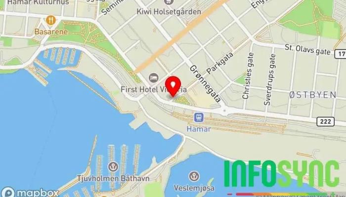 kart over Hamar skysstasjon Bussholdeplass i Hamar