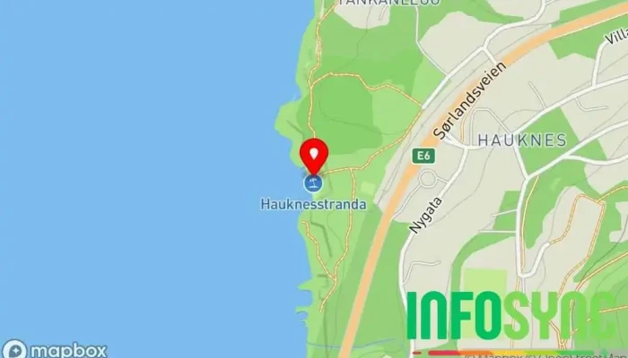kart over Hauknesstranda Strand i Mo i Rana