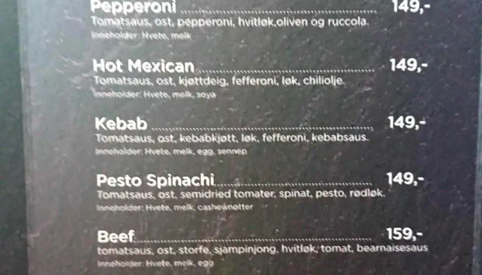 Hollvin Restaurang Bar Meny - Hemsedal