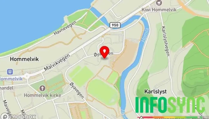 kart over Hommelvik brannstasjon, Trøndelag brann- og redningstjeneste IKS Brannstasjon i Hommelvik