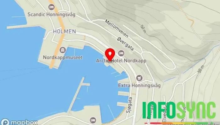 kart over Honningsvåg Mek Verksted AS Mekaniker i Honningsvåg