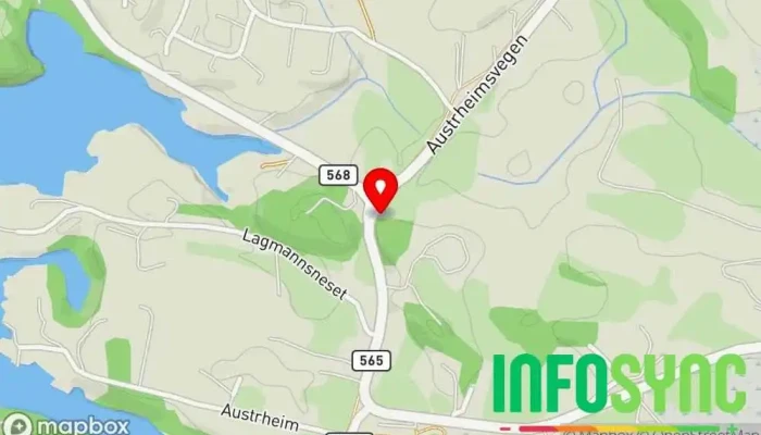 kart over Hordaland Stillas & Service Stillasservice, Utstyrsutleie, Grafisk designer, Musikkprodusent, Stillasutleiefirma, Spedisjonsfirma, Transporttjeneste i Austrheim