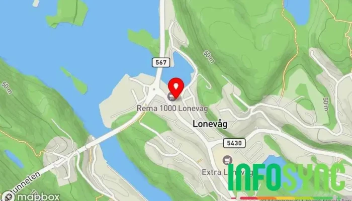 kart over Hos Mormor Klesbutikk i Lonevåg