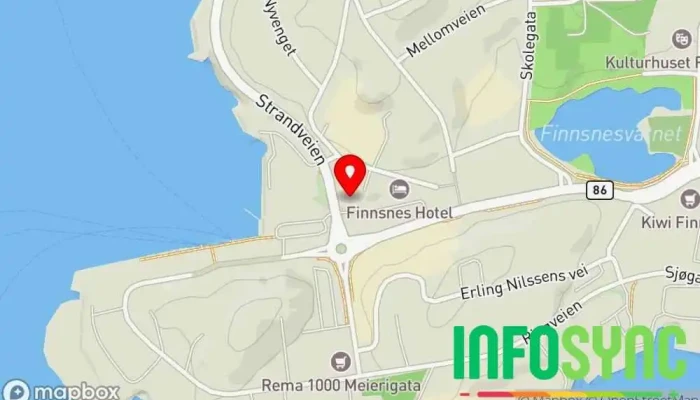 kart over HYR Finnsnes Rekrutteringsbyrå i Finnsnes
