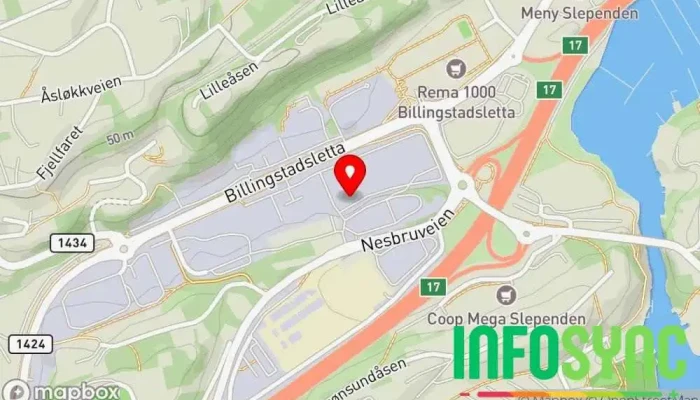 kart over Hyttetorget Slependen Butikk, Butikk med utstyr til hjemmet i Hvalstad
