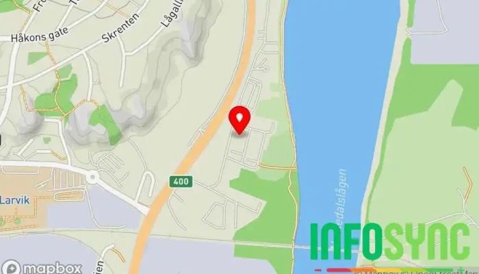 kart over INNEROM AS Glass- og speilforhandler, Glassmester i Larvik