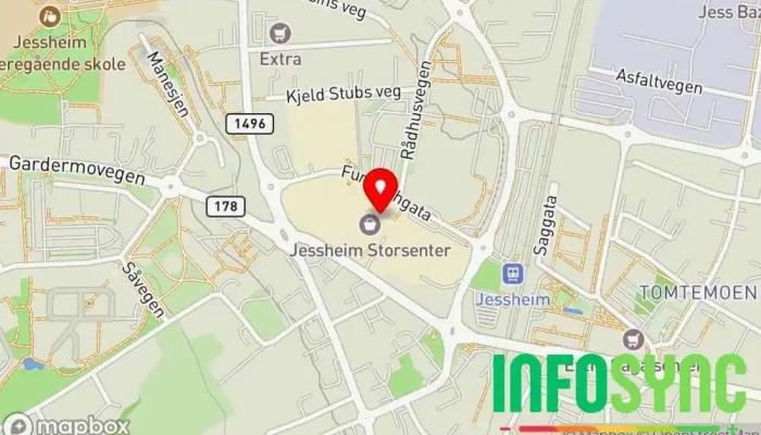 kart over Jessheim Storsenter Kjøpesenter i Jessheim