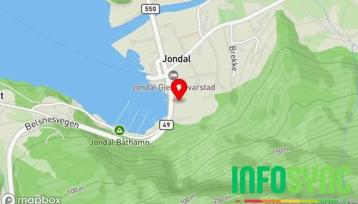 kart over Jondal Precision Industries AS Mekanisk verksted i Jondal