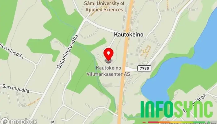 kart over Kautokeino Villmarksenter AS Kafé, Møte- og konferanselokaler i Kautokeino