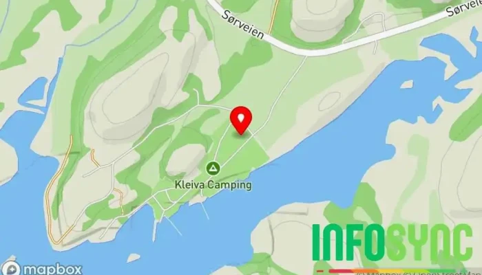 kart over Kleiva Camping AS Innendørs overnatting i Rørvik