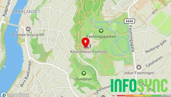 kart over Kristiansten festning Festning, Turistattraksjon i Trondheim