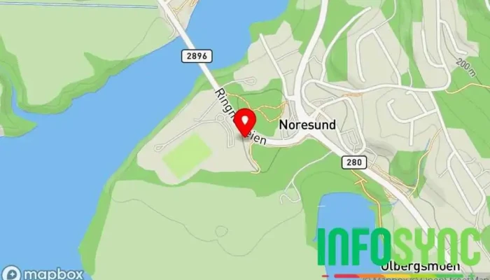 kart over Krødsherad kommune Rådhus i Noresund