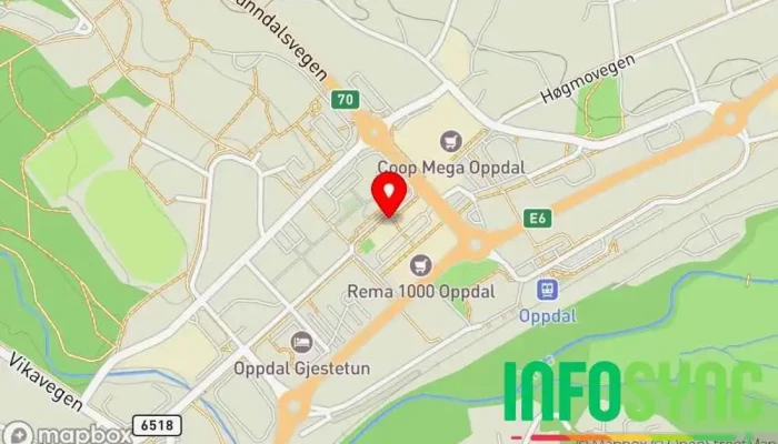 kart over Krux Oppdal Innovasjonssenter Kontorfellesskap i Oppdal